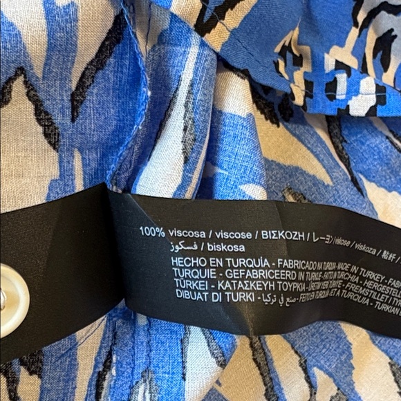 Zara Tiered Printed Button Down Long Sleeve Midi Maxi Shirt Dress Small - Picture 8 of 8